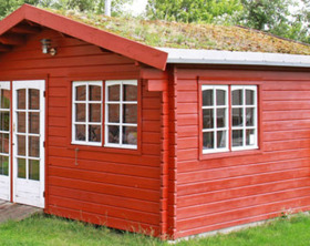 Rotes Gartenhaus