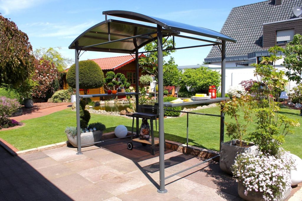 LECO Profi Grillpavillon, anthrazit/grau getönt, Aluminium/Polycarbonat, 150x245x233 cm