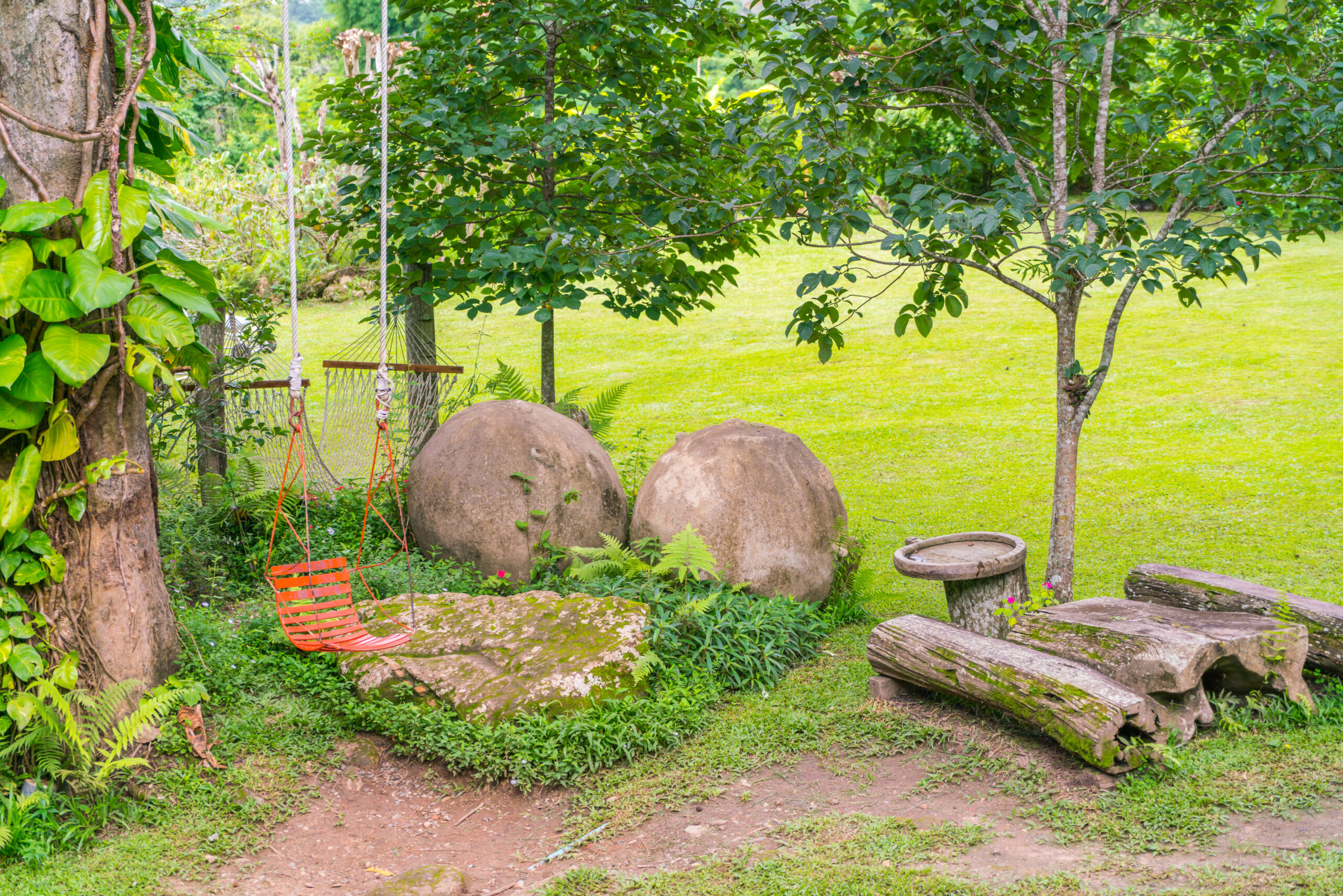 Hammocks in garden .